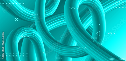 Abstract minimalistic gradient rope | Dark teal gradient twisted template | Modern blending vector