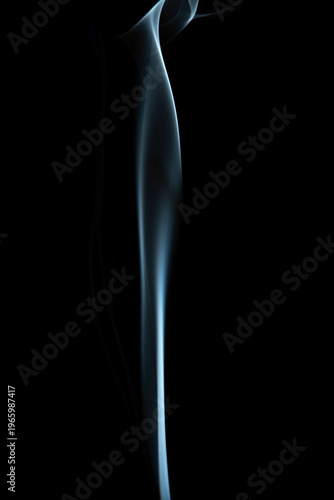 Delicate White Smoke Plume on Black Background