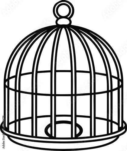 Empty Birdcage Isolated on White Background