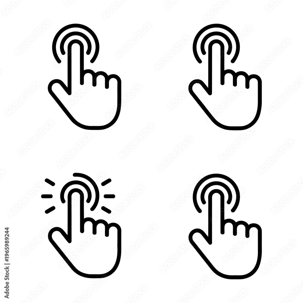 Fototapeta premium Vector showing four hand icons interacting with touchscreen devices