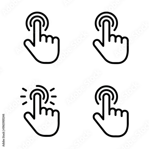 Vector showing four hand icons interacting with touchscreen devices