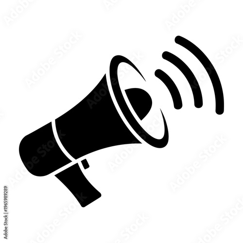 Vector of a megaphone emitting sound waves.