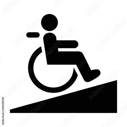 Vector of a person in a wheelchair ascending a ramp