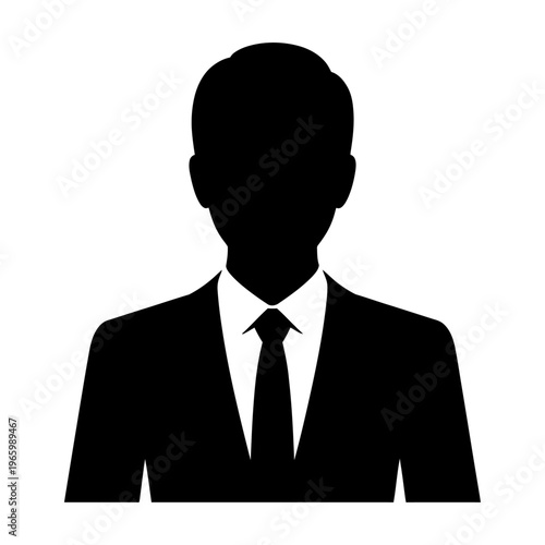 Silhouette vector of a professional businessman in formal attire including a suit and tie