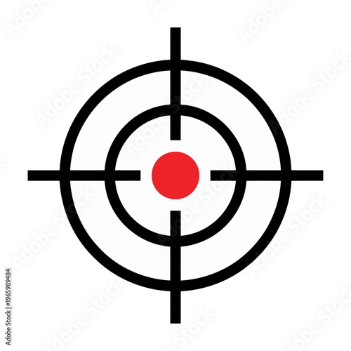 Minimalist vector target icon with concentric circles and a central red dot