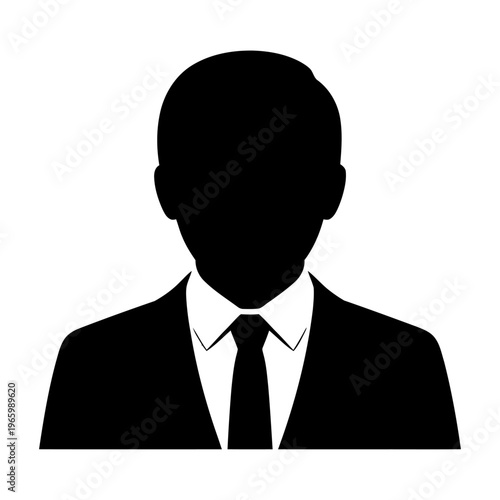 Black silhouette vector of a man wearing a suit and tie against a white background