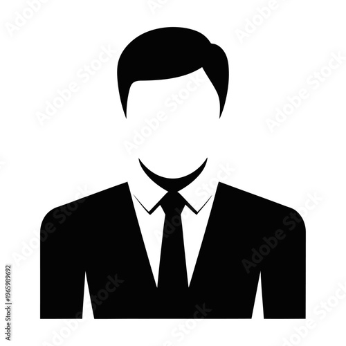 Vector silhouette of a man in a suit and tie with no facial features