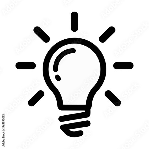 Vector of a light bulb with rays emanating from it