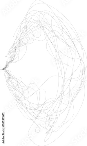 Tangled oval scribble with chaotic contour lines forming irregular structure