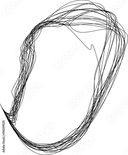 Oval loop with thick irregular contour lines forming enclosed structure