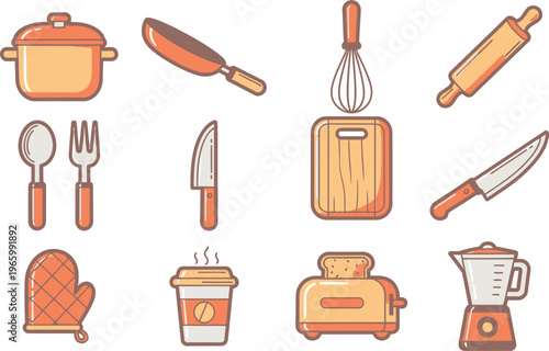 set of kitchen tools icons