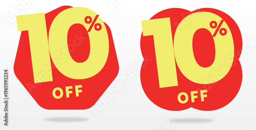 10% offer, value, ads, sale, store,  sticker, tag, banner, label. percent, commerce, retail, off. set, icon, vector. Business, discount, price, marketing, special