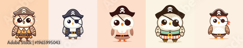 cute owl vector in pirate costume