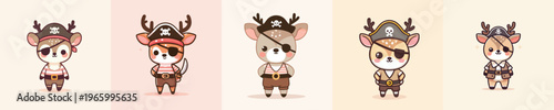 cute deer vector in pirate costume