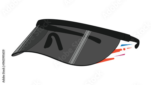 Sleek and futuristic visor sunglasses with dark lenses and vibrant abstract lines, embodying modern fashion, style, and sun protection.