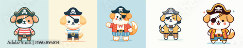 cute dog vector in pirate costume