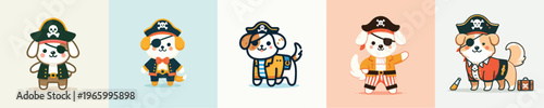 cute dog vector in pirate costume