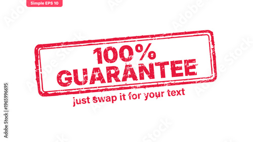 guaranteed red rubber stamp vector with distressed ink texture and clean frame, built for packaging, shipping labels, office paperwork, certification workflows, and commercial branding use.