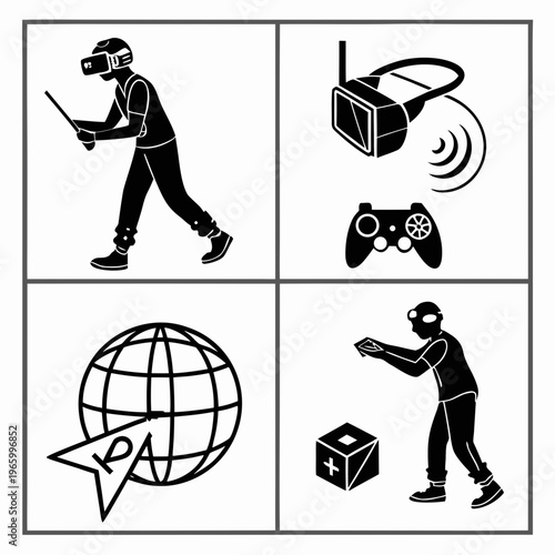 Vector illustration of a businessman silhouette running while carrying a suitcase full of money as people participate in sports