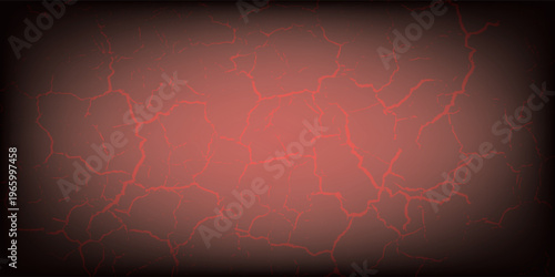striking red and black cracked texture background, resembling molten lava or fractured earth. The glowing cracks create a dramatic and intense visual effect.