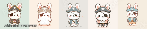 cute rabbit vector in pirate costume