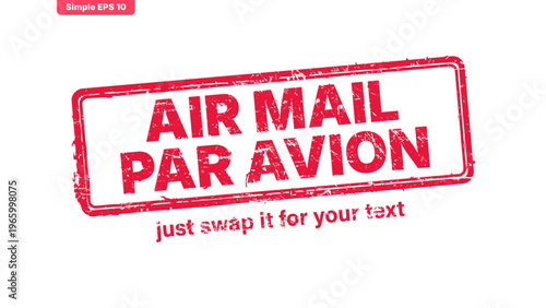 air mail red rubber stamp vector with distressed ink texture and clean frame, built for packaging, shipping labels, office paperwork, certification workflows, and commercial branding use.