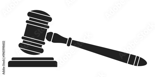 Judge gavel icon, legal justice symbol representing court decision, law authority, and judiciary concept, clean vector illustration for legal services, law firms