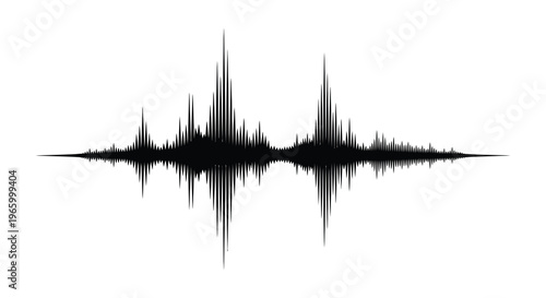 A stark black waveform graphic visually represents sound displaying amplitude fluctuations as a detailed silhouette high quality professional modern elegant stylish