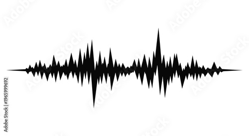 A stark black waveform image resembling sound waves or seismic activity presented as a striking silhouette high quality professional detailed modern