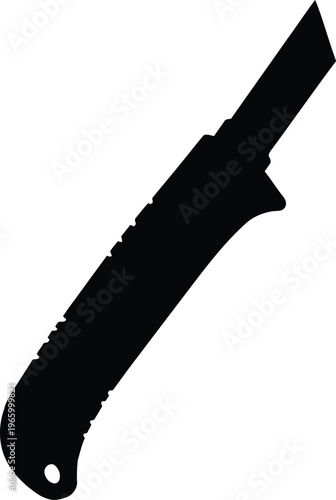 Utility knife silhouette with a black silhouette of a utility knife is displayed