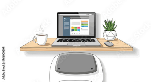 Office Chair With Desk And Laptop.