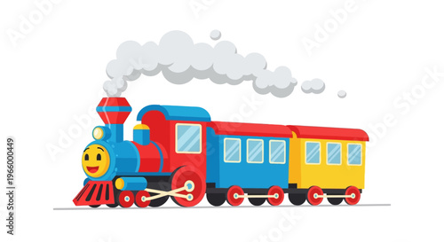 Colorful cartoon train engine vehicle.