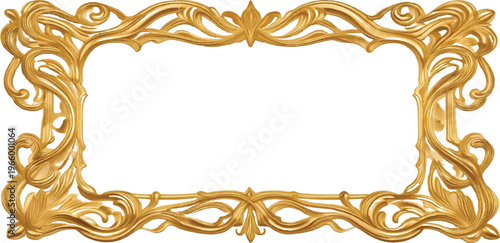 Vintage gold ornate frame featuring a floral vector ornament and antique swirl patterns for an elegant wedding invitation border design