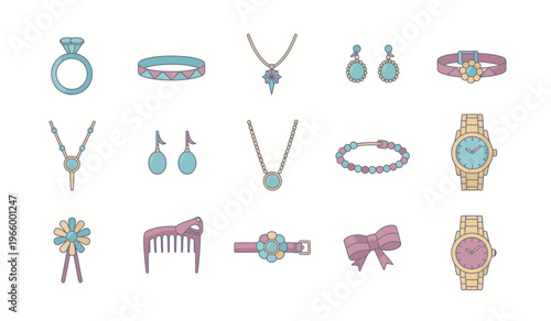 Collection of various jewelry items and accessories.