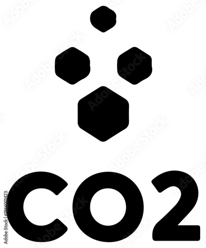Solid black filled icon of co2 injection and sequestration concept with hexagons on white background for environmental and climate change themes