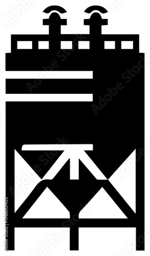 Solid black filled icon of industrial coking delayed unit minimal design simple silhouette