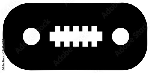 Black filled icon of a zip archive or compression symbol with white details on a plain white background