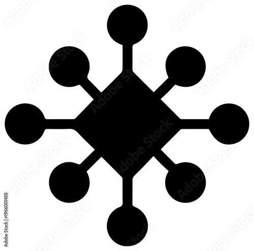 Black filled icon of a consensus algorithm network connection symbol representing distributed systems and blockchain technology on a white background with geometric shapes