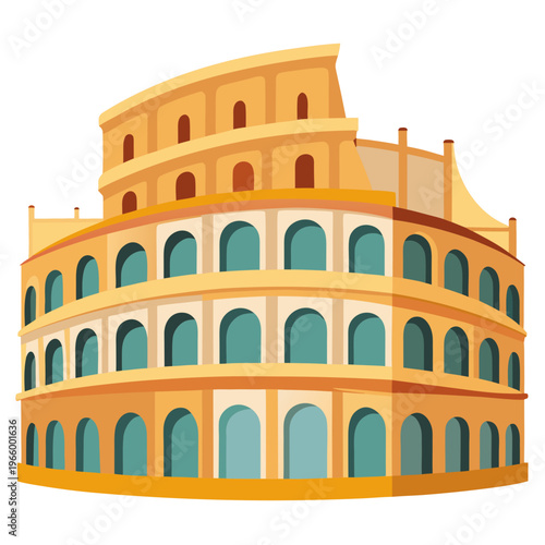 A large roman colosseum with many arches