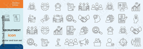 Recruitment icon set. Editable line icons. Vector illustration