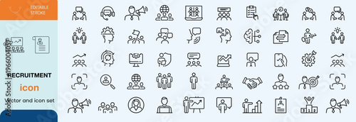Recruitment icon set. Editable line icons. Vector illustration