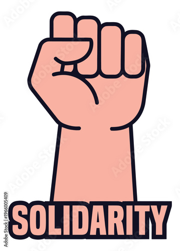Cartoon illustration of raised fist depicting solidarity and protest gesture for social justice and activism design
