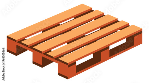 Flat illustration of a wooden shipping pallet depicting isometric warehouse logistics equipment for freight and storage design