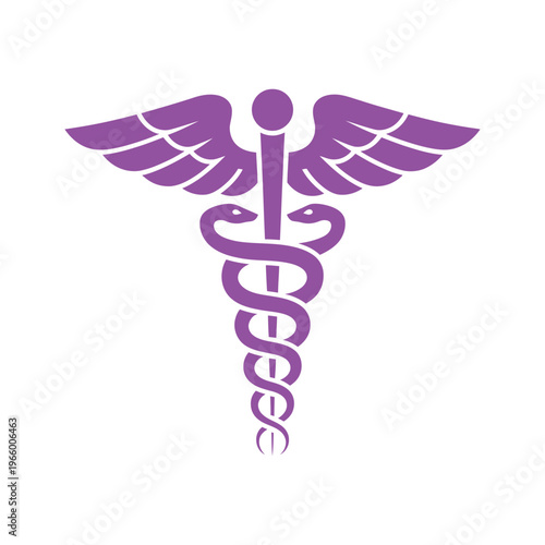 A striking purple caduceus symbol representing medicine healthcare and professional medical services high quality detailed modern