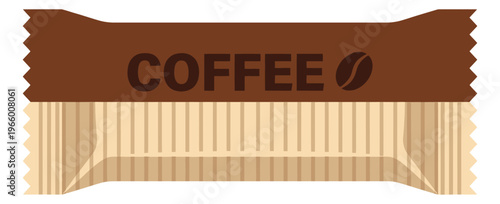 Flat illustration of a coffee candy bar depicting a wrapped sweet treat for confectionery and food packaging design