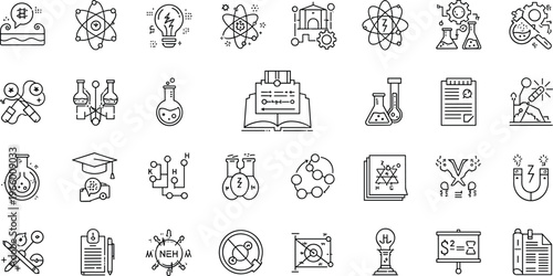 Schilderij op canvas Science and Technology Research Icon Set Featuring Laboratories, Discoveries, In