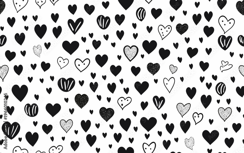 Fototapeta premium Pattern Of Black And White Hearts.