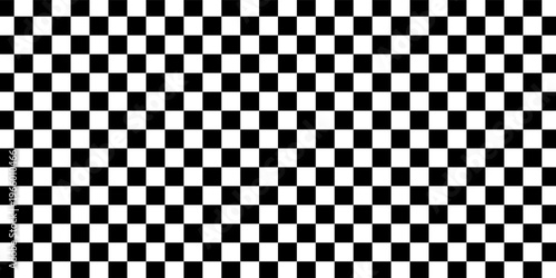 Black and white checker pattern vector illustration. Chess board. Abstract checkered checkerboard for game. Grid geometric square shape. Race flag. Retro mosaic checkerboard psychedelic pattern.
