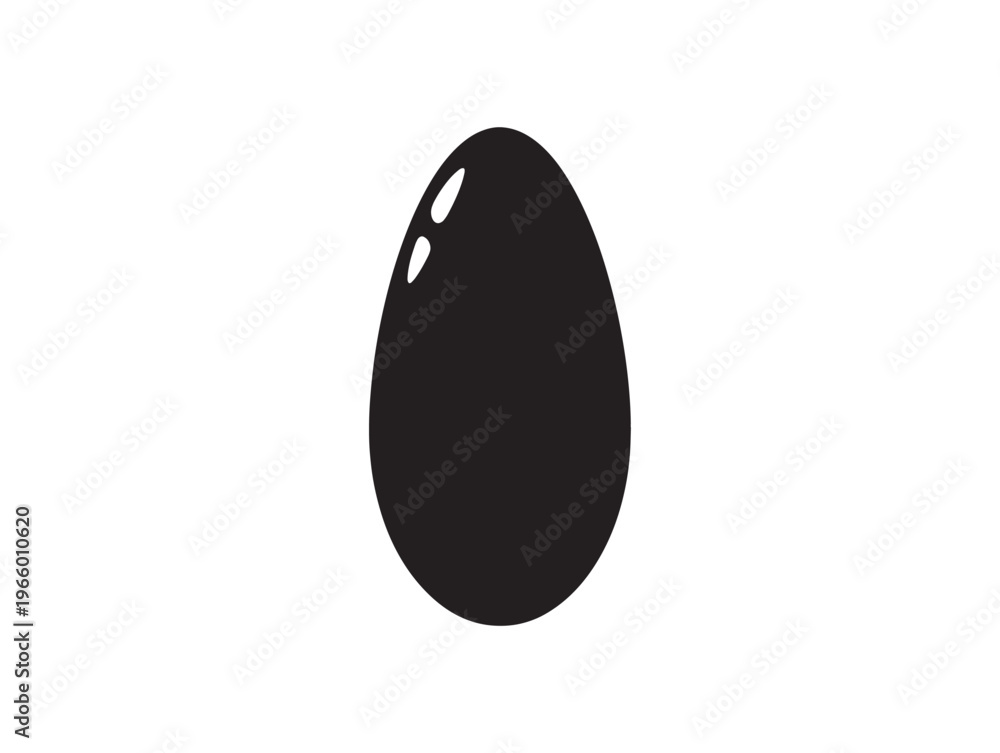 Fototapeta premium A glossy black oval object on a white background