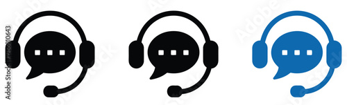 Customer service and support vector icons collection, help desk communication symbols with headset phone chat email and assistance elements, clean minimal style for website, mobile app, UI design and 